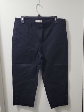 Talbots Black Cropped Button-Hem Pants